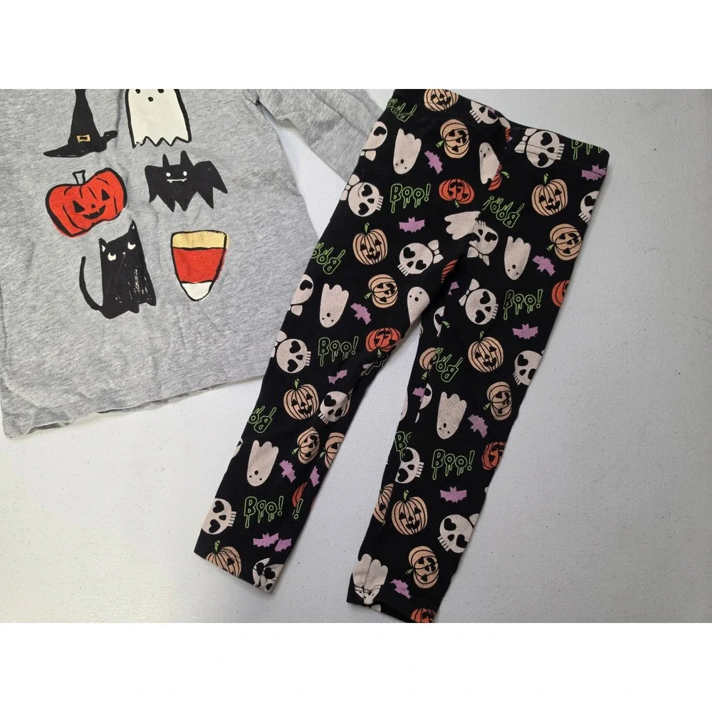 Gymboree Way to Celebrate Kids Halloween Ghost Pumpkin Cat Top Leggings Set 2T